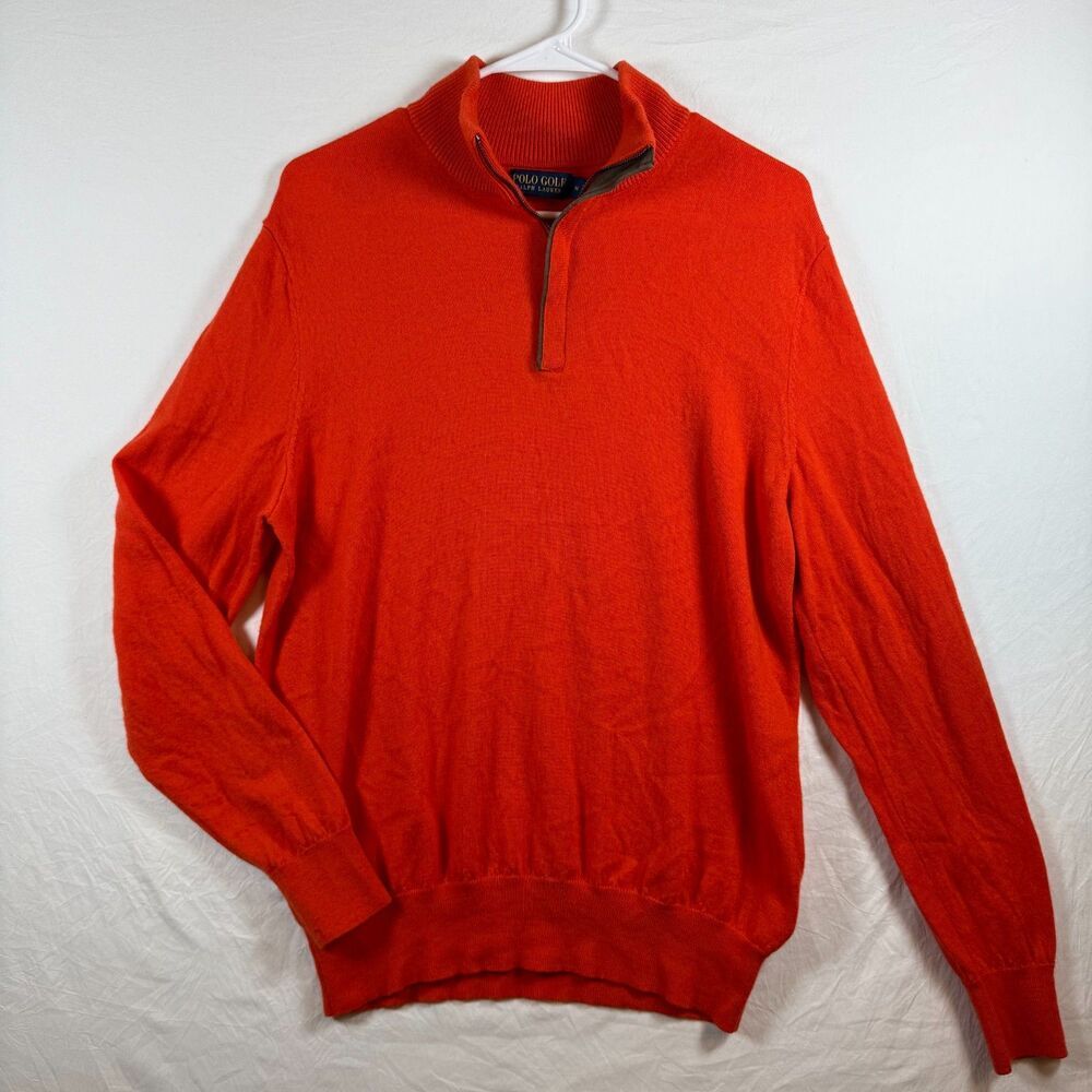 Polo Golf Ralph Lauren Merino Wool Quarter Zip Sweater Orange Size M